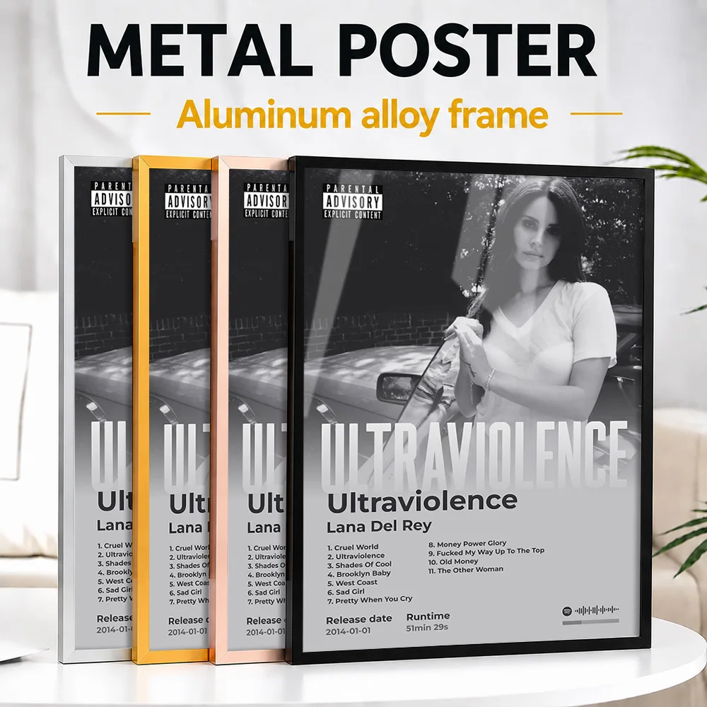 Lana Del Rey - Ultraviolence Album Framed Metal Poster Personalized Photo Vibrant Concert Style Wall Art For Recording Studio