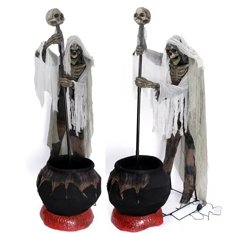 Halloween large electric induction death wizard cooking pot ghost voice-activated luminous motion graphics