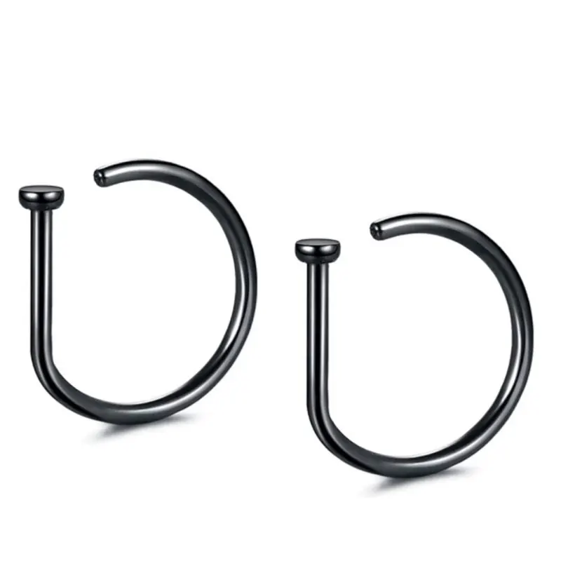 1Pair 8/10mm Punk Stainless Steel Fake Nose Ring D shape Nose Clip Earring Helix Rook Tragus Faux Septum Body Piercing Jewelry