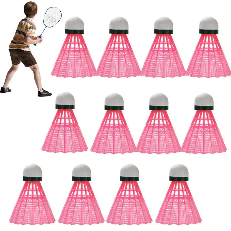 12pcs Nylon shuttlecock packed with batch-resistant nylon ball Outdoor badminton pink high resilience training ball supplies