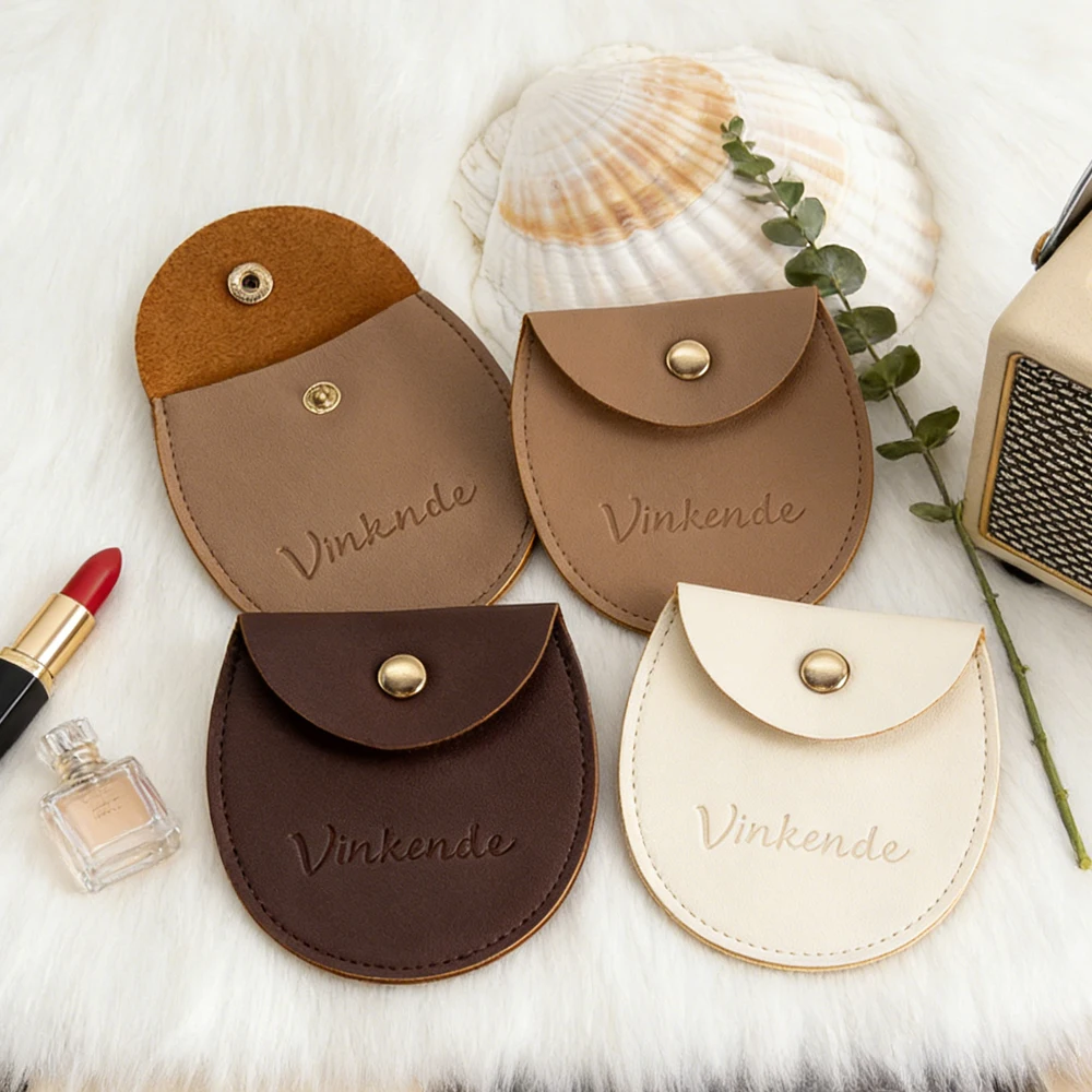 

Bulk Personalized Logo Jewellry Gift Bags Jewelry PU Leather Packaging Snap Button Pouches for Wedding Party Decoration Favor