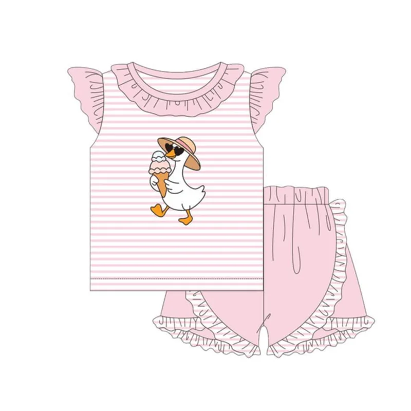 Girls Boys Clothes Short Sleeve Stripes Silly Goose Outfits Infant Romper Girl's Bubble Newborn Clothing