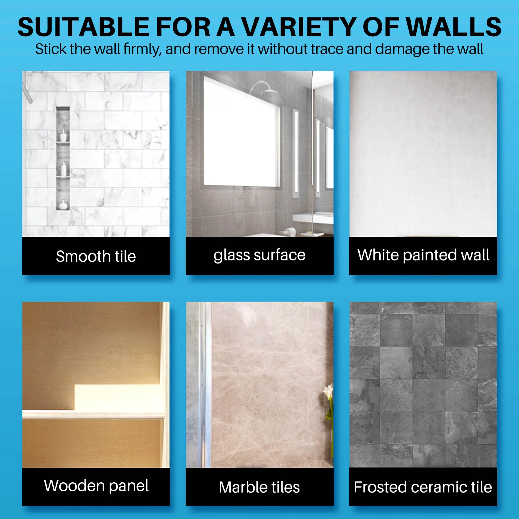 ABUH-4 Pieces Adhesive Shower Curtain Rod Holder Shower Rod Retainer Wall Mount Holder, Shower Curtain Rod Not Included
