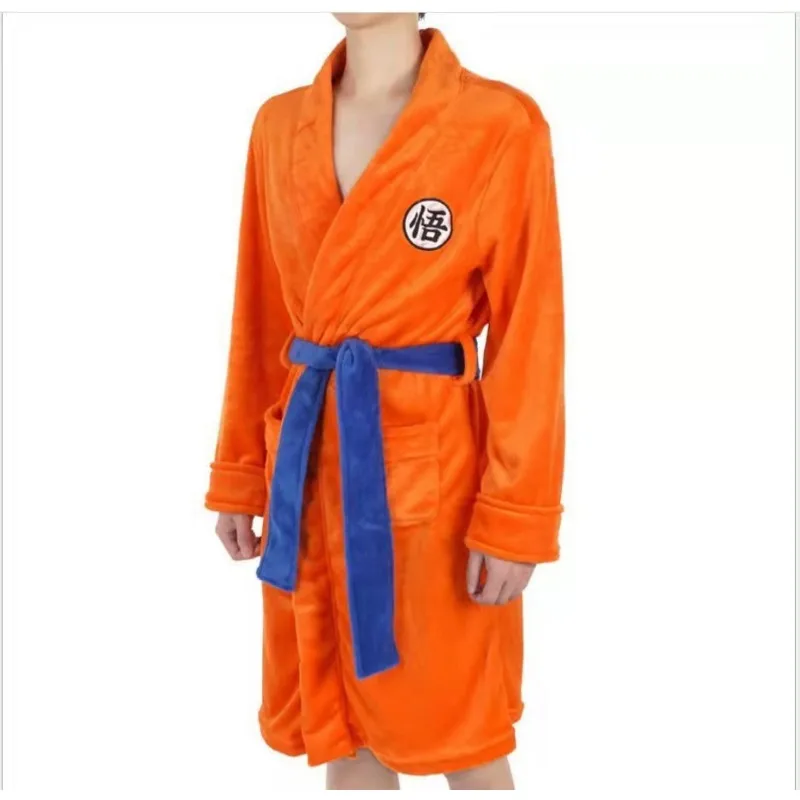 Hot Japan Anime Son Goku Cosplay Bathrobe Cartoon Kakarotto Pajamas Winter Keep Warm Soft Flannel Bathrobe for Women Men Cos Top