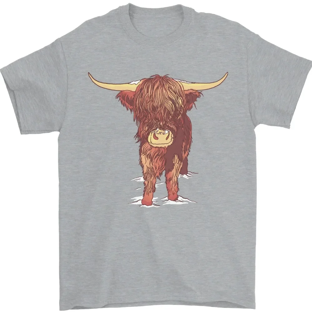 Funny Highland Cattle Cow Scotland Scottish Mens T-Shirt 100% Cotton Fashionable Men's Summer Short Sleeve Streetwear