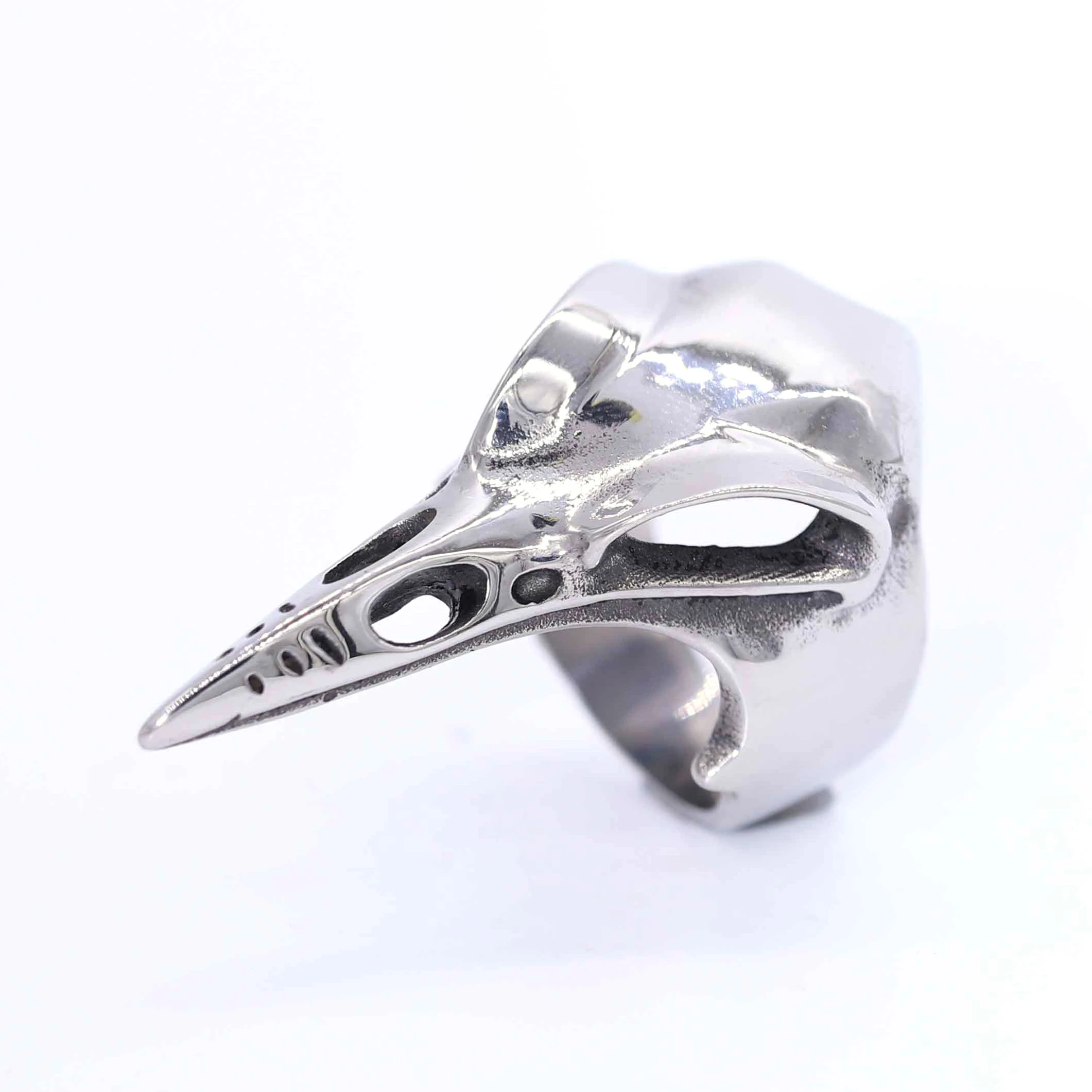 

European and American retro antique ring animal crow mouth stainless steel ring