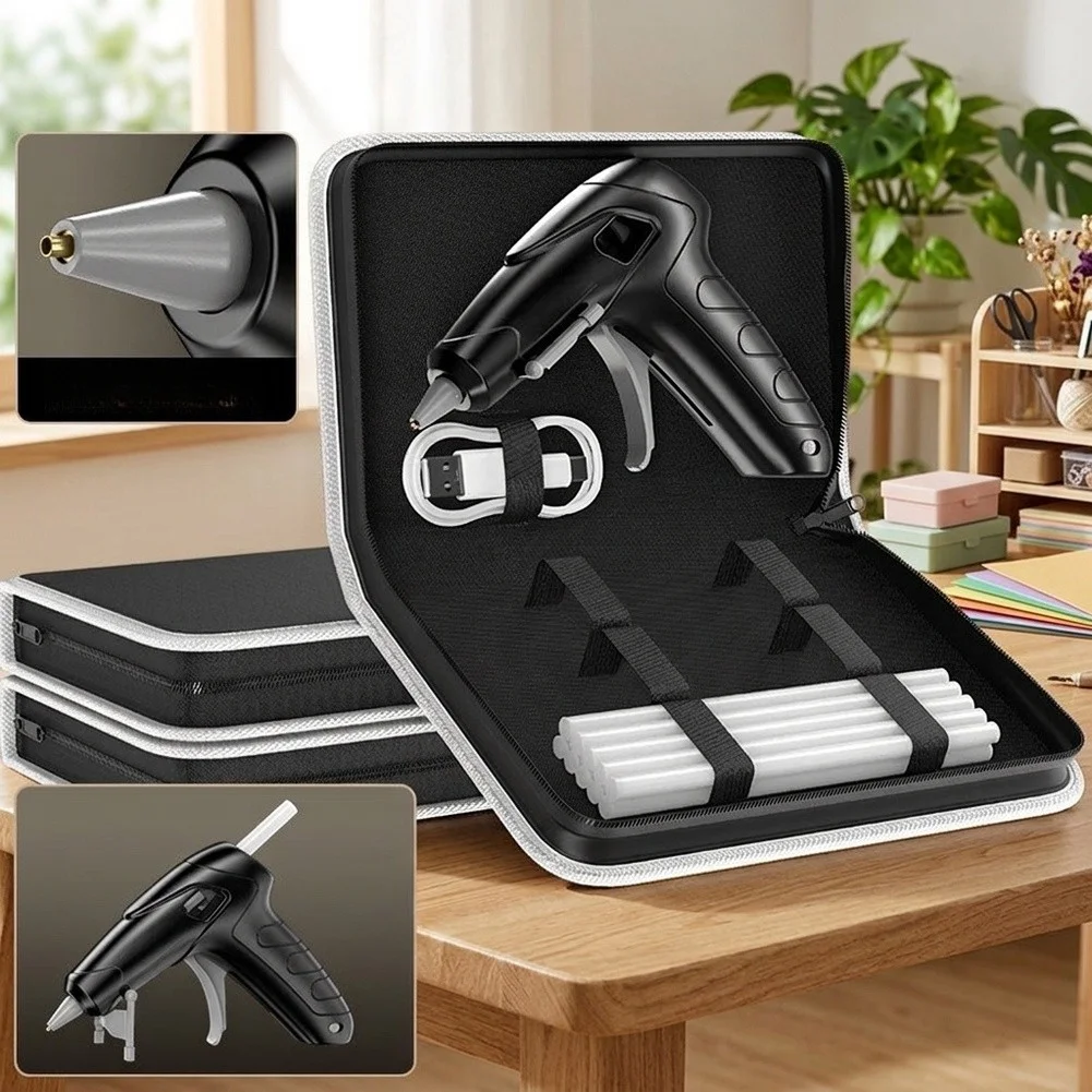 Wireless Rechargeable Hot Glue for Home Crafters with 10pcs 7mm Glue Compact Design and Transparent Glue Level Window