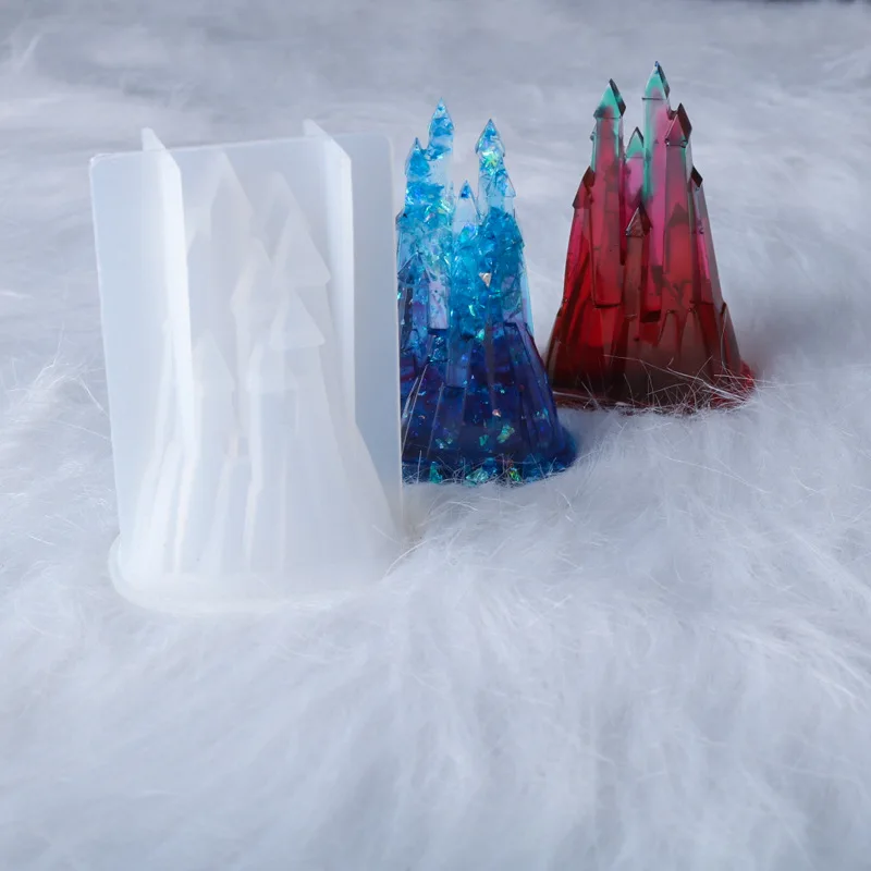 Resin silicone mold, 3D castle silicone casting mold, home desk decoration small item forming mold