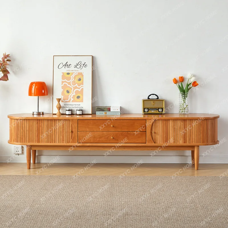 

Тумба под телевизор из массива дерева, простая аудио- и видеотумба, ретро-шкафчик для гостиной в малогабаритной квартире