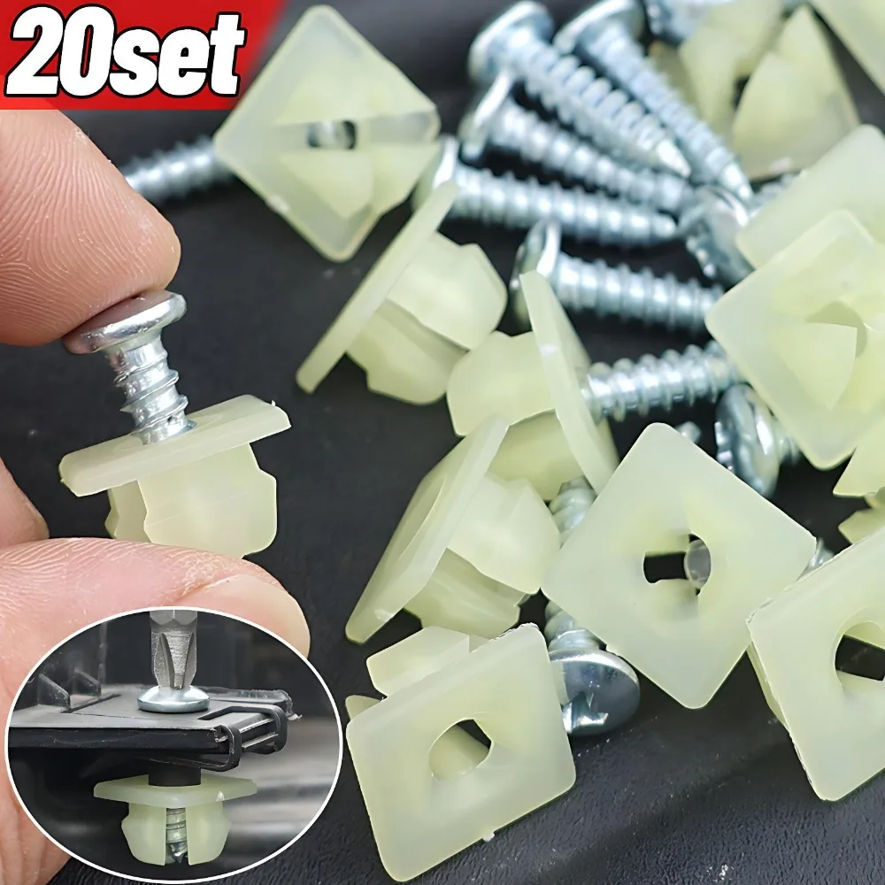 Universal License Plate Screws Mounting Hardware Kit with Nylon for Car Truck SUV Tag Fasteners Bolts Metal Self Tapping Screw