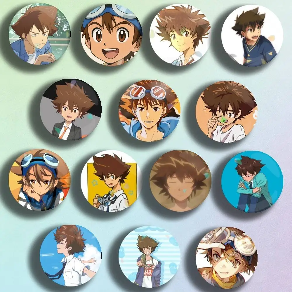 

Digimon Yagami Taichi Badge Stage Brooches on Backpack Clothes Handmade Round Enamel Pins for Jewelry Gift Bag Accessory