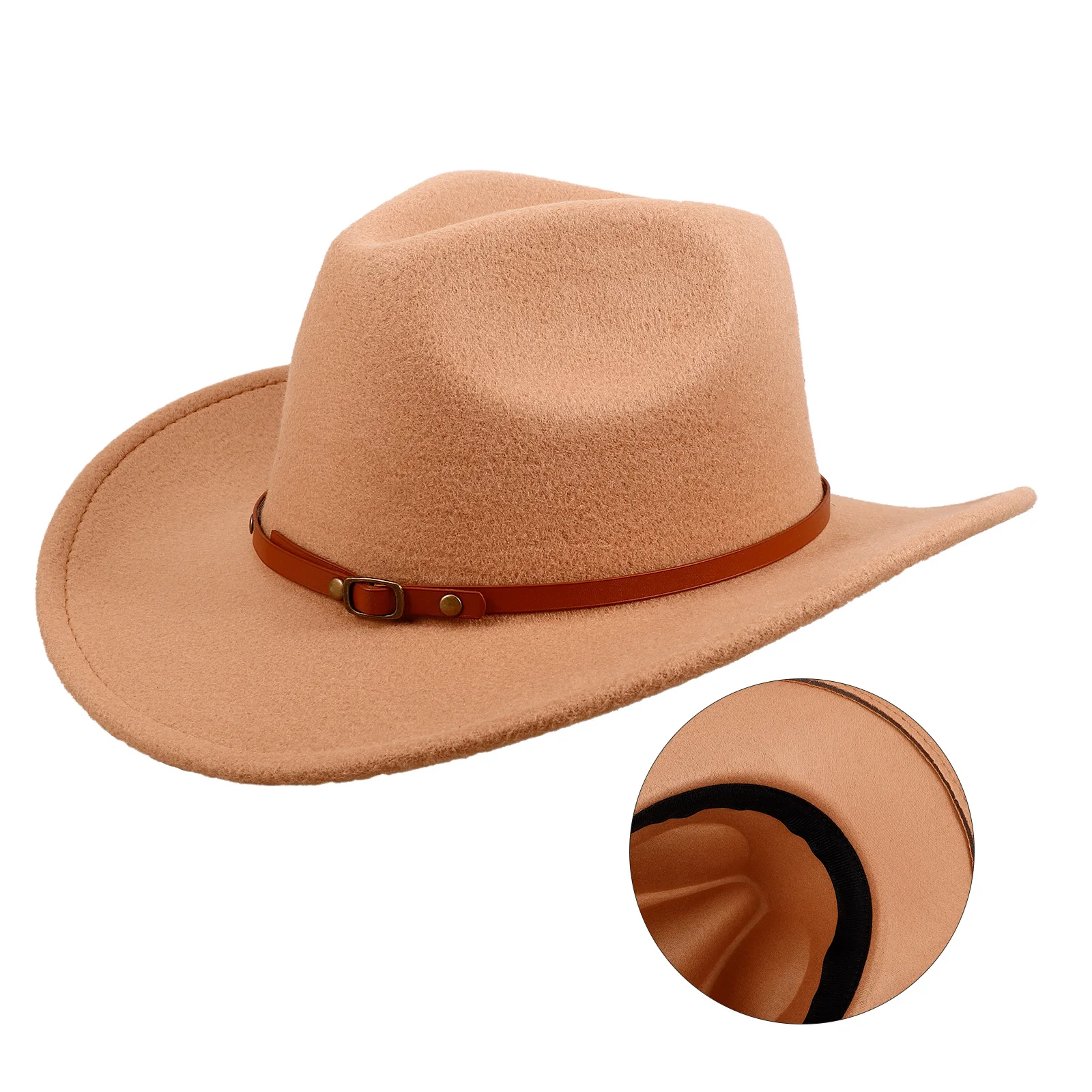 

Cowboy Hat Women With Brim Adjustable Adjustable Brim Size M Women'S Hats 56 58cm Camel Party Cowgirl Hats Women's