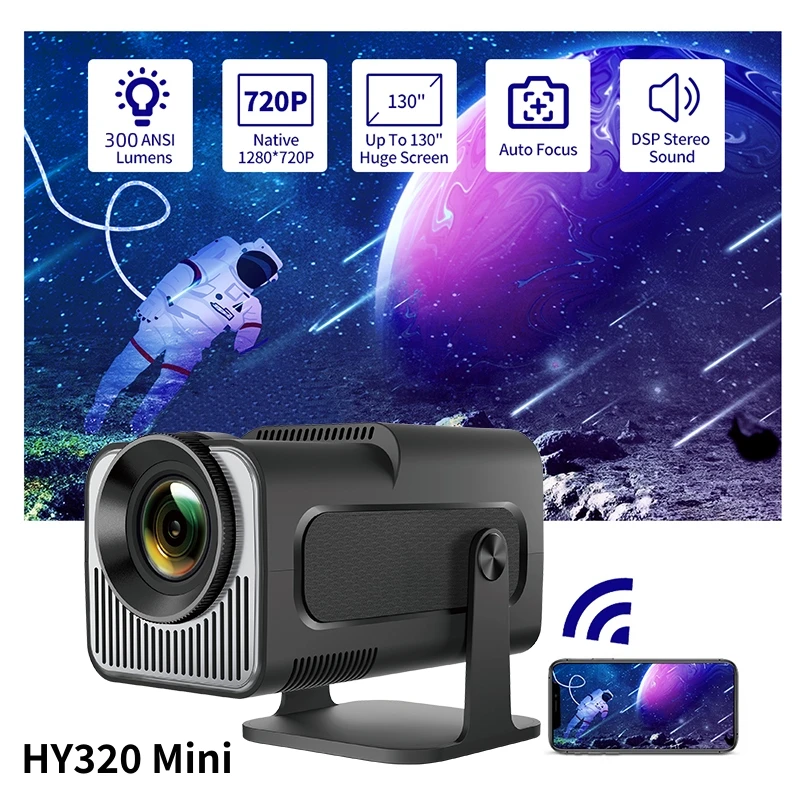 Salange HY320mini Upgrade HY300Smart Projector Android11 Portable WIFI Home Cinema 720P for SAMSUNG Apple Outdoor 1080P 4K Movie