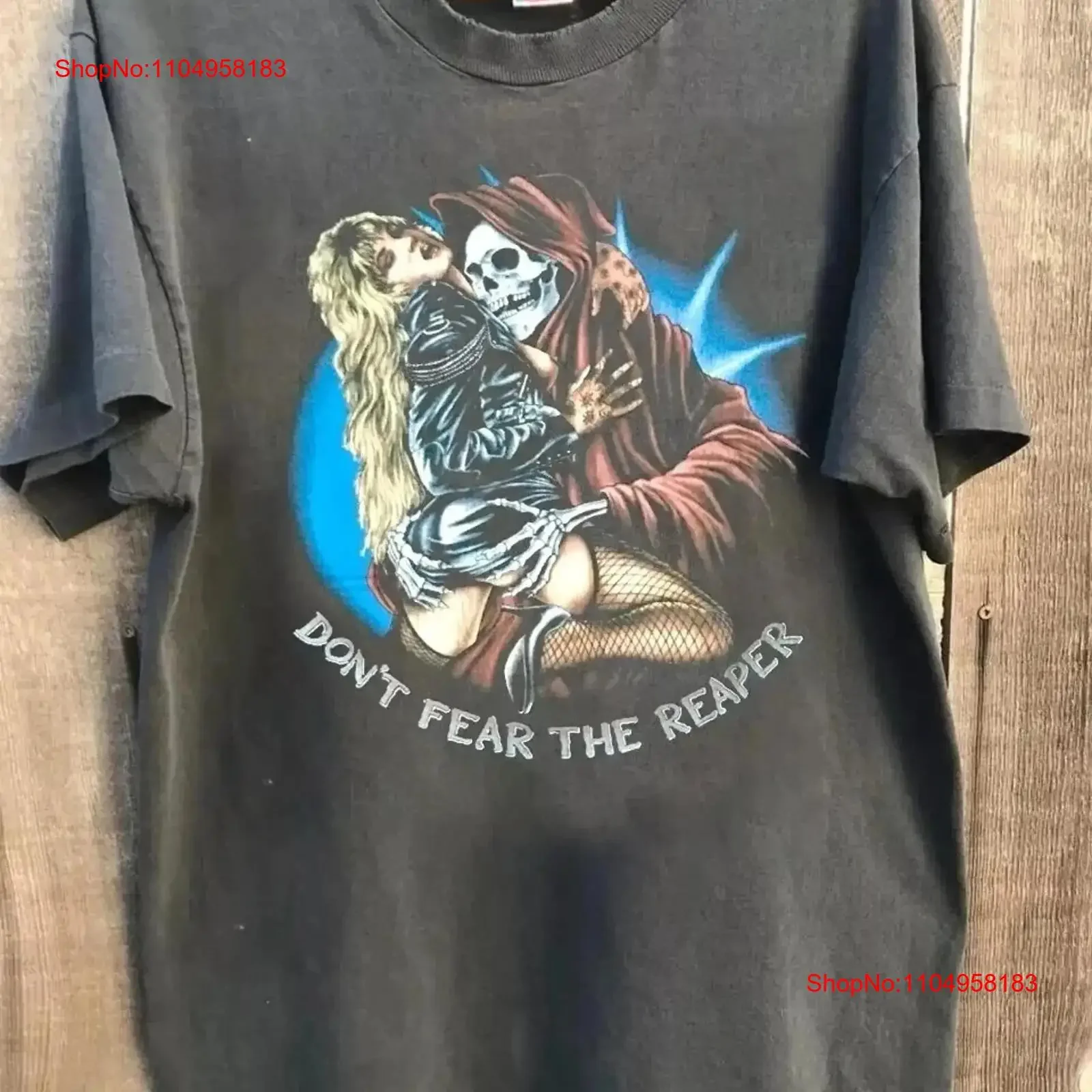 نادر الأزرق المحار عبادة لا تخاف ريبر الفحم تي شيرت JT00427 خمر غسلها تنوعا امتدت مريحة قليلا