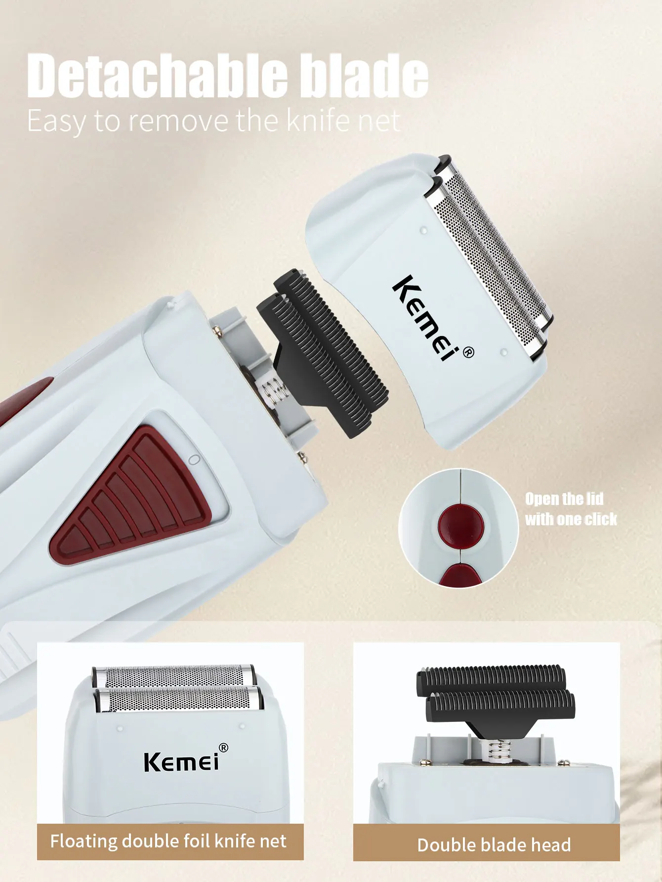 Kemei Haarschneidemaschine Elektrischer Rasierer Haarschneider Professionelle Schneidemaschine KM-3382 KM-2296 VT-667 Haarschneider für Männer – Detail 12