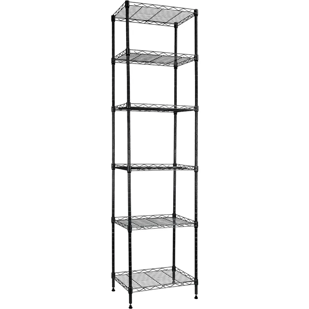 6 Wire Shelving Steel Storage Rack Adjustable Unit Shelves for Laundry Bathroom Kitchen Pantry Closet