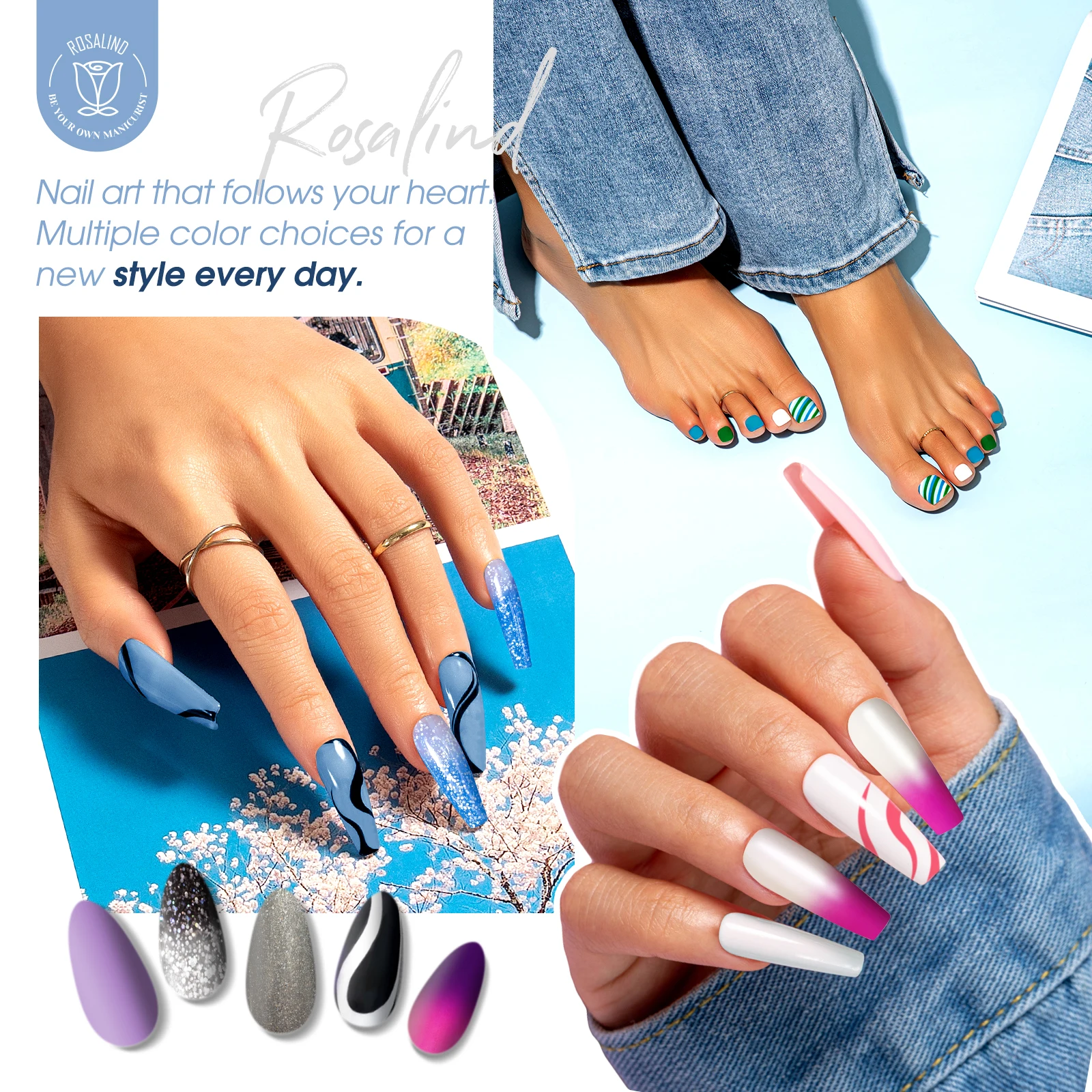 ROSALIND 23 pezzi Kit professionale per unghie Set gel per unghie Soak Off Smalto per unghie Smalti gel ibridi semipermanenti per set di principianti