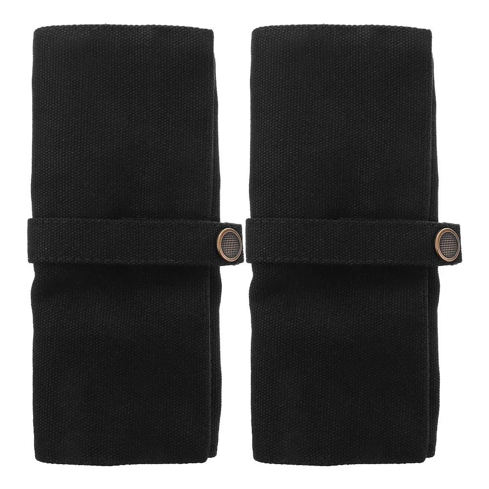 2Pcs Solid Color Canvas Watch Storage Roll for 5 Watches Foldable Travel Organizer Roll Washable Watch Band Storage Bag