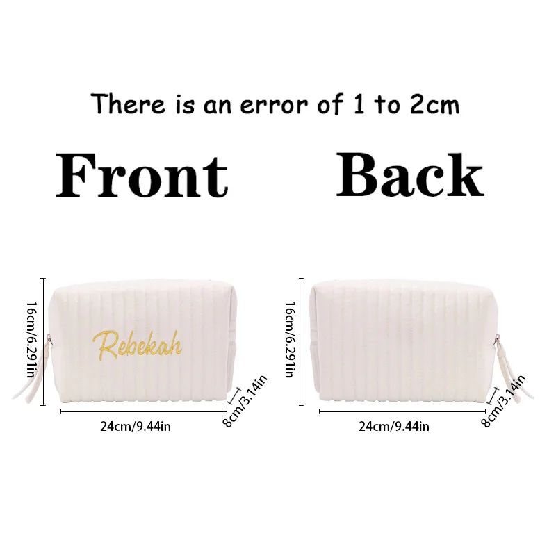Personalized Velvet Cosmetic Makeup Bags Embroidered Letters Bridesmaid Toiletry Bags Travel Gifts for Women Bride's Bridesmaid