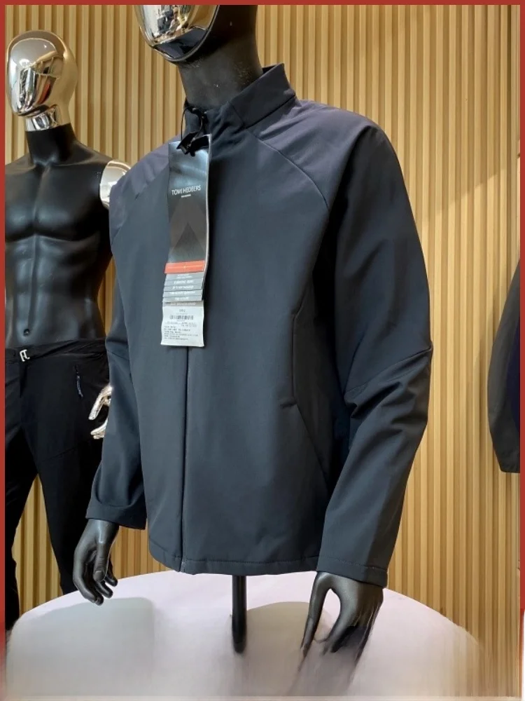 

Мужская спортивная тренировочная куртка на открытом воздухе, легкая, Qui Dry, теплая, тонкая, с воротником-стойкой, универсальная застежка-молния, длинная све