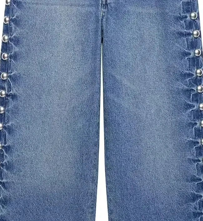 من المألوف فضفاض الجينز برشام تصميم الصيف وصول جديد عبر الحدود نمط الخصر الأوسط #2