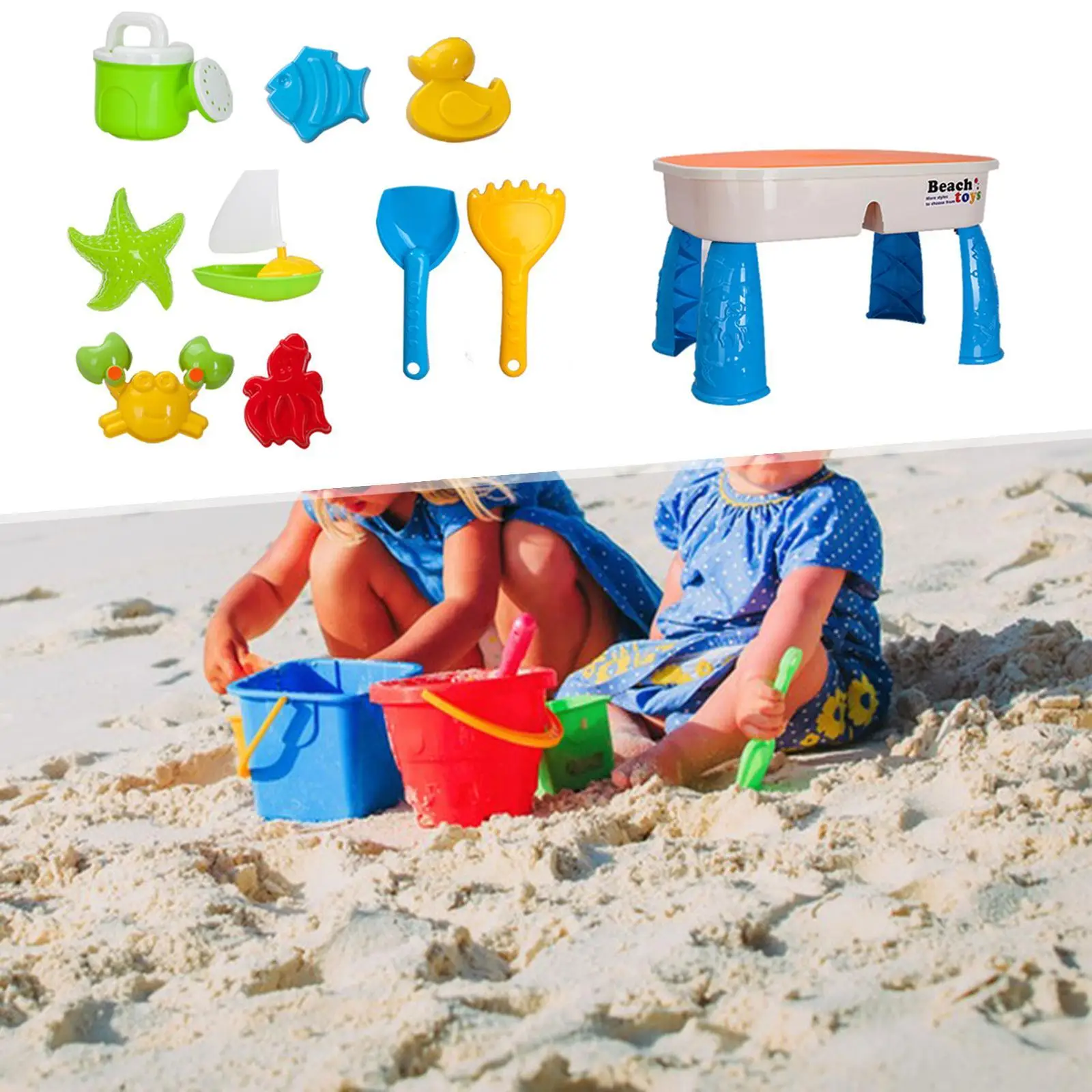 Kids Sand Water Table Beach Toys Portable Sand Garden Sandpit Toys Sensory Play