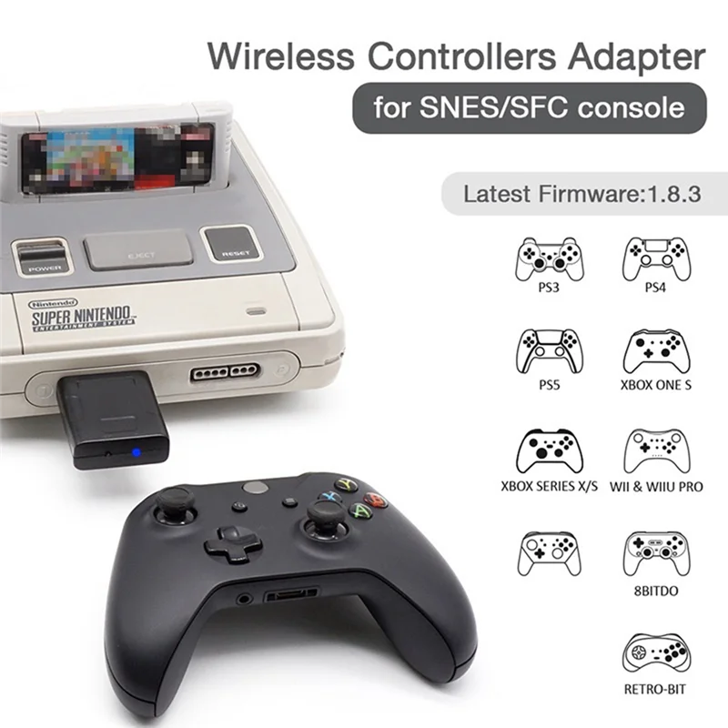 Adattatore per controller di gioco wireless per console SNES SFC a PS4 PS5 Switch Pro Switch Joycon One S Controller facile da usare-A25R