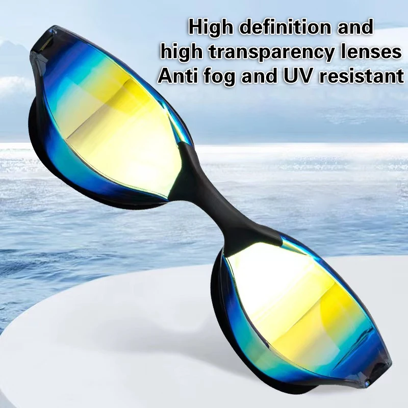 HD-Schwimm brille Erwachsenen modell Anti-Fog galvani siertes Silikon wasserdichte profession elle Renn schwimm brille