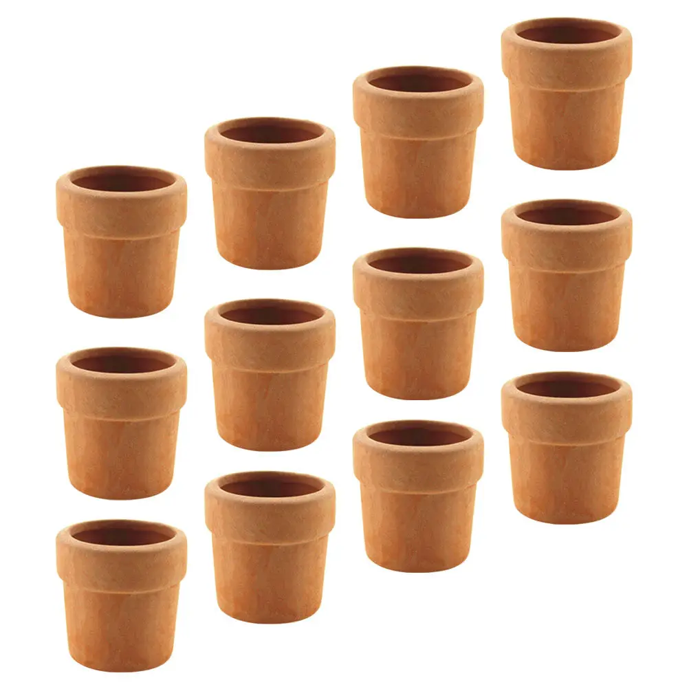 

12Pcs Premium Ceramic Mini Flowerpots for Micro Landscaping Mini House Decor Desktop Ornament Compact Delicate Planter Modeling
