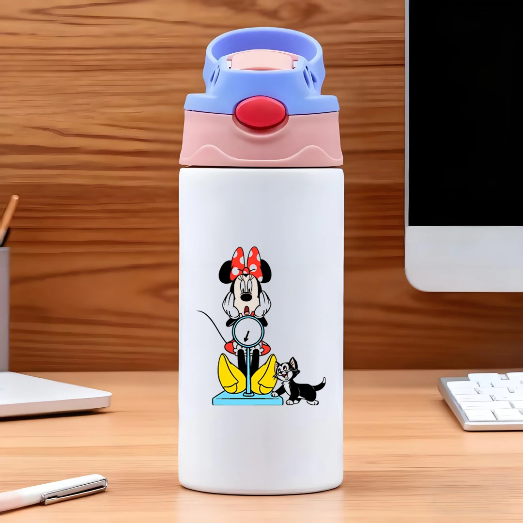 

Disney cartoon Minnie Mouse scale surprise face 304 stainless steel cartoon straw cup children's water cup New Year gift