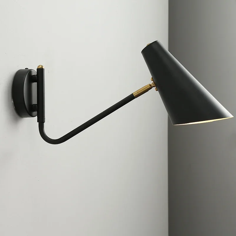 Industrial Adjustable with switch Wall Lamp Creative Reading Bedside Vintage Retro Led E27 Wall Lights Fexible Black Gold WJ914