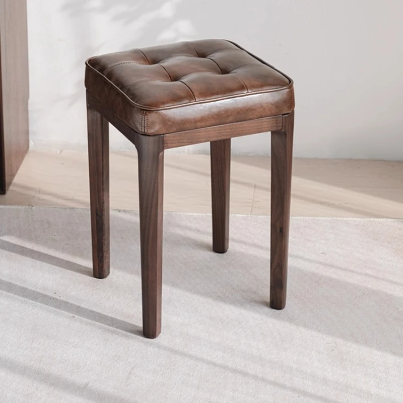 Solid wood stool, stackable for home use, simple bench soft bag