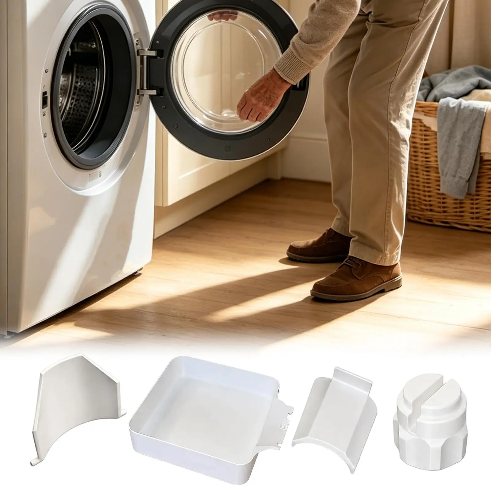 3/4PCS Universal Washing Machine Drain Pan, Leak-Proof Water Collection Tray for Laundry Room, Durable Floor Protector for Home