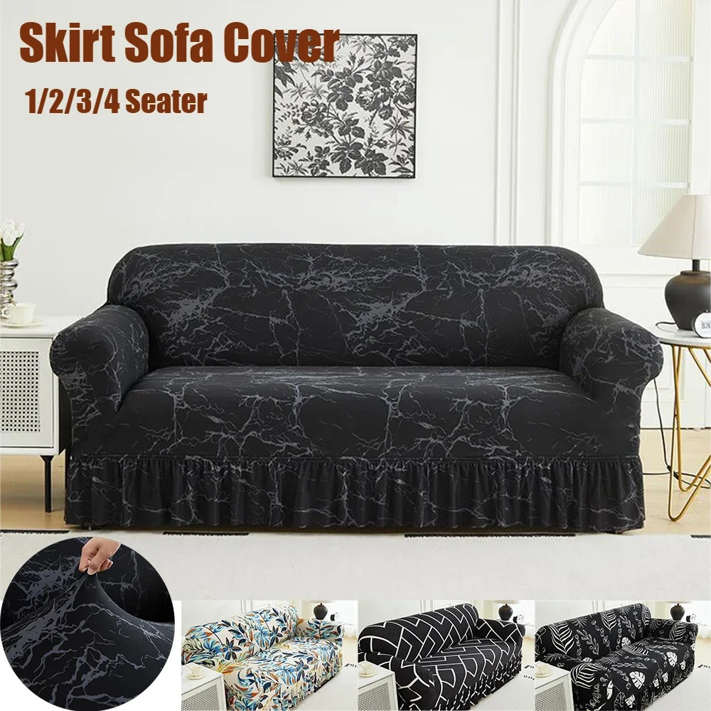 Printed hem Sofa Cover All-inclusive Stretch Elastic Slipcovers Full Couch Cover Sofa Seat Covers for Living Room 1/2/3/4-Seater