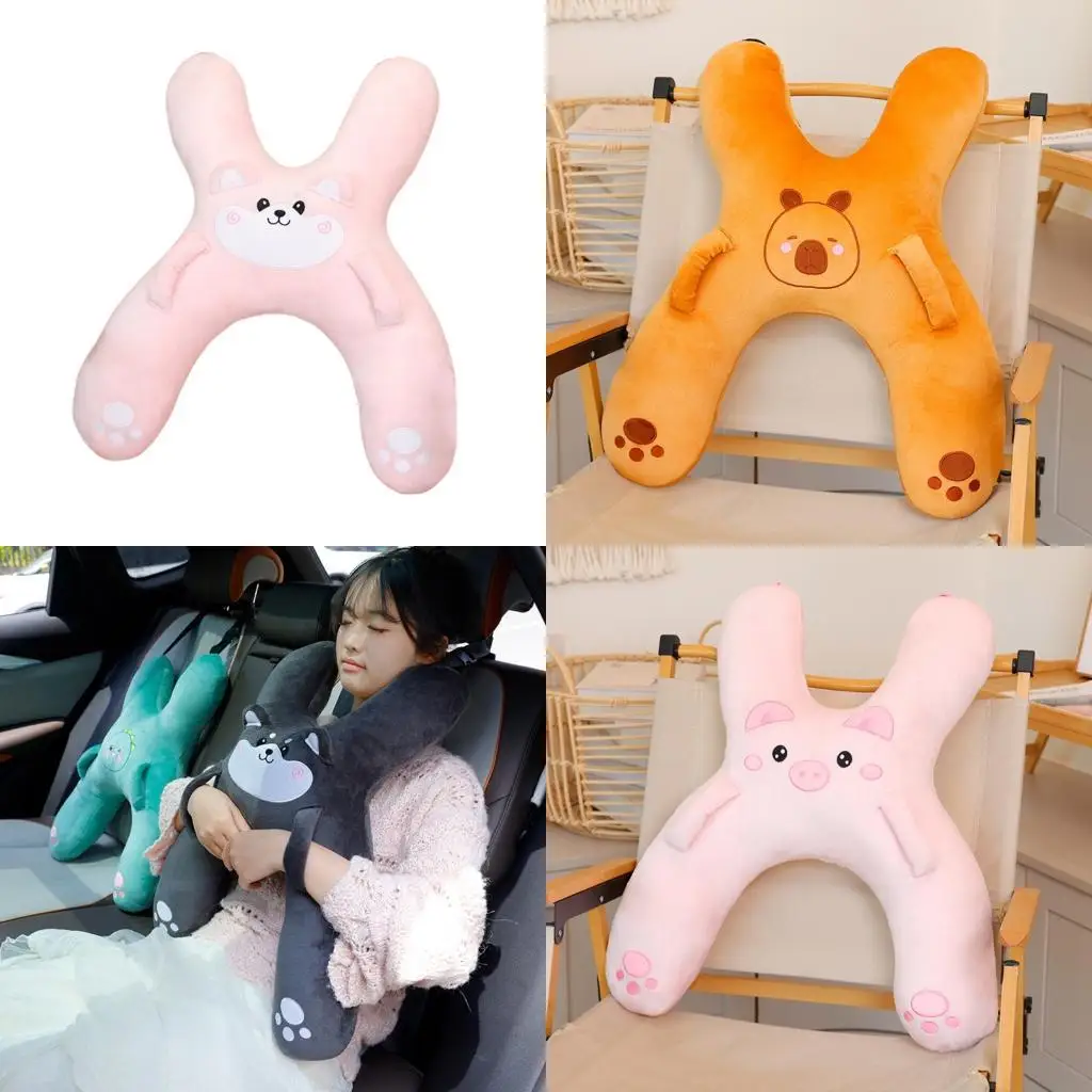 

D7YD Cartoon Patterned Neck Pillow For Car Sofa Office Chair Back Support