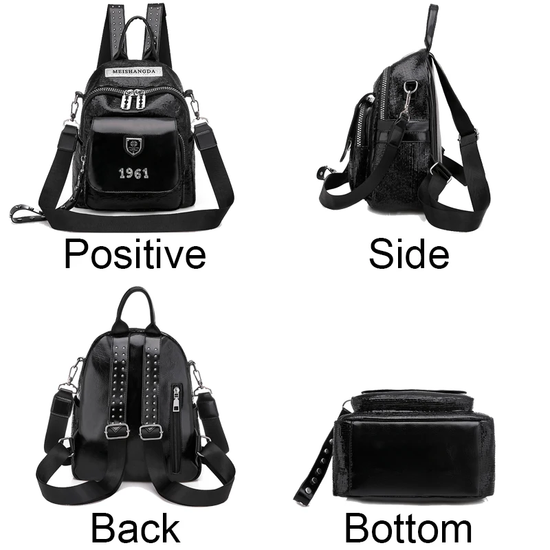 Fashionable And Shiny Backpacks With Multifunctional And Large Capacity Rivet Design Luxurious Women\'s Travel Backpack Mochilas