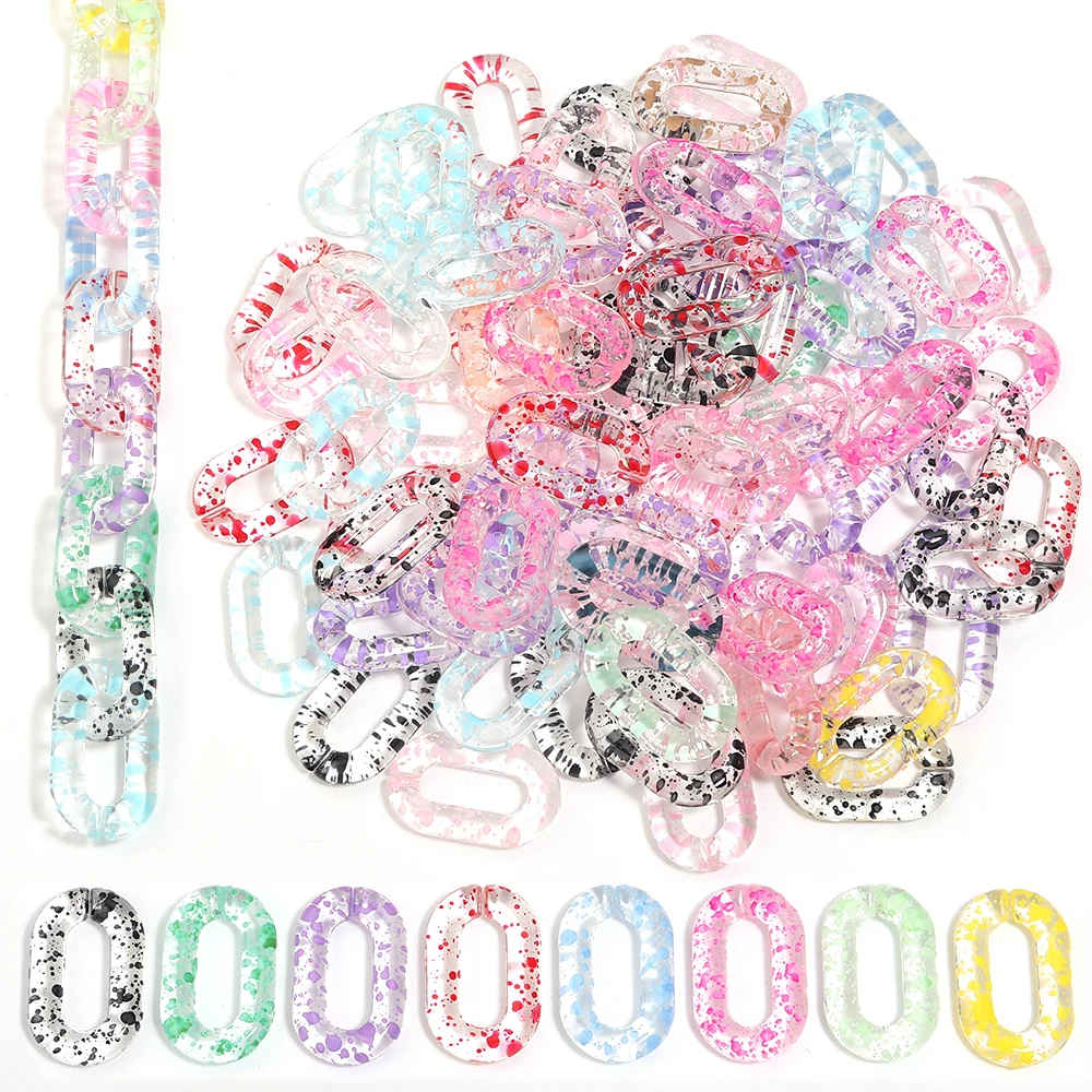 10 Stück 31 x 20 mm Acryl-Gliederkette, bunte ovale Hakenverschluss-Verbinder für die Schmuckherstellung, Armband, Halskette, Telefonkette, Schlüsselanhänger