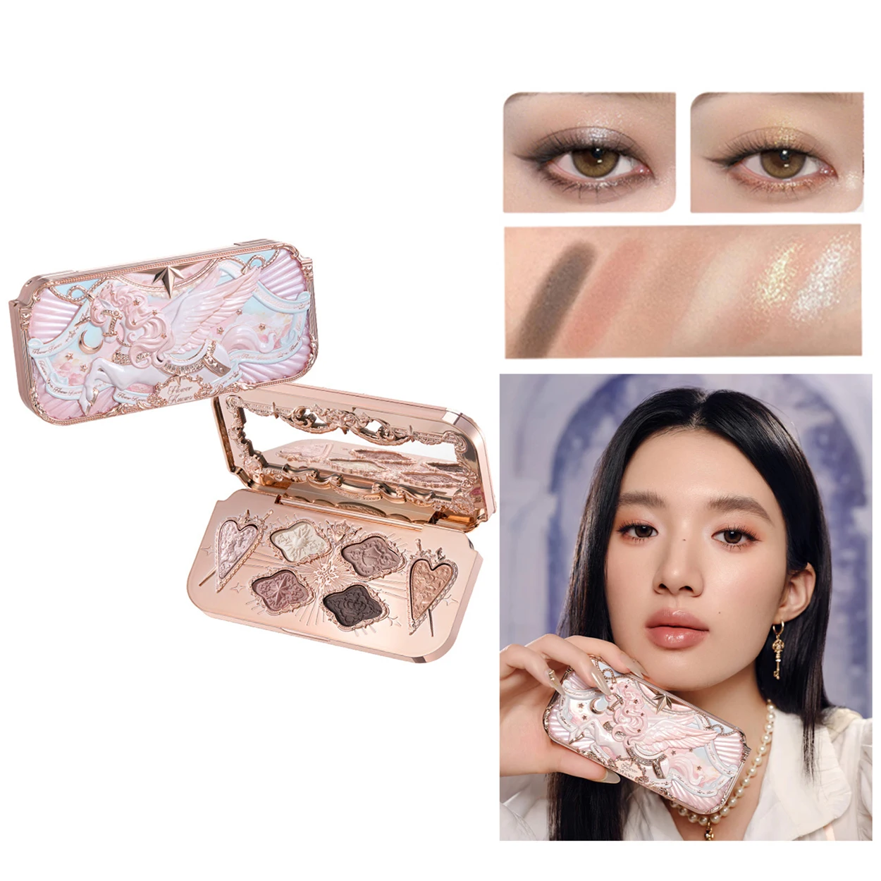 Flower Knows Swan Ballet 6 Color Eyeshadow Palette Matte Shimmer Pearl Glitter Waterproof Highly Pigmented Long Lasting Makeup image 3