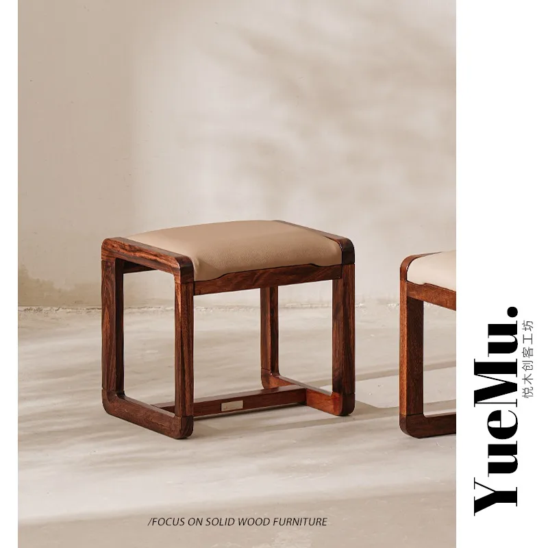 مقعد صغير بسيط - كرسي من الخشب الصلب للاستخدام المنزلي، مثالي كقعد تغيير الأحذية، مقعد طاولة الشاي أو مقعد مكياج الغرور