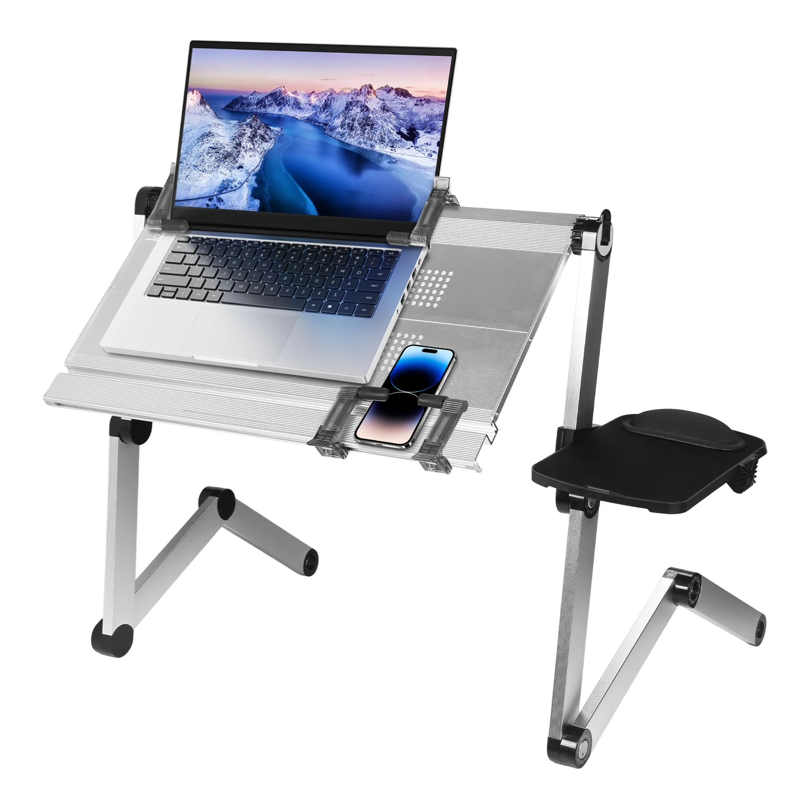 

Foldable Laying Down Desk Adjustable Height Portable Laptop Table for Bedroom Couch Office