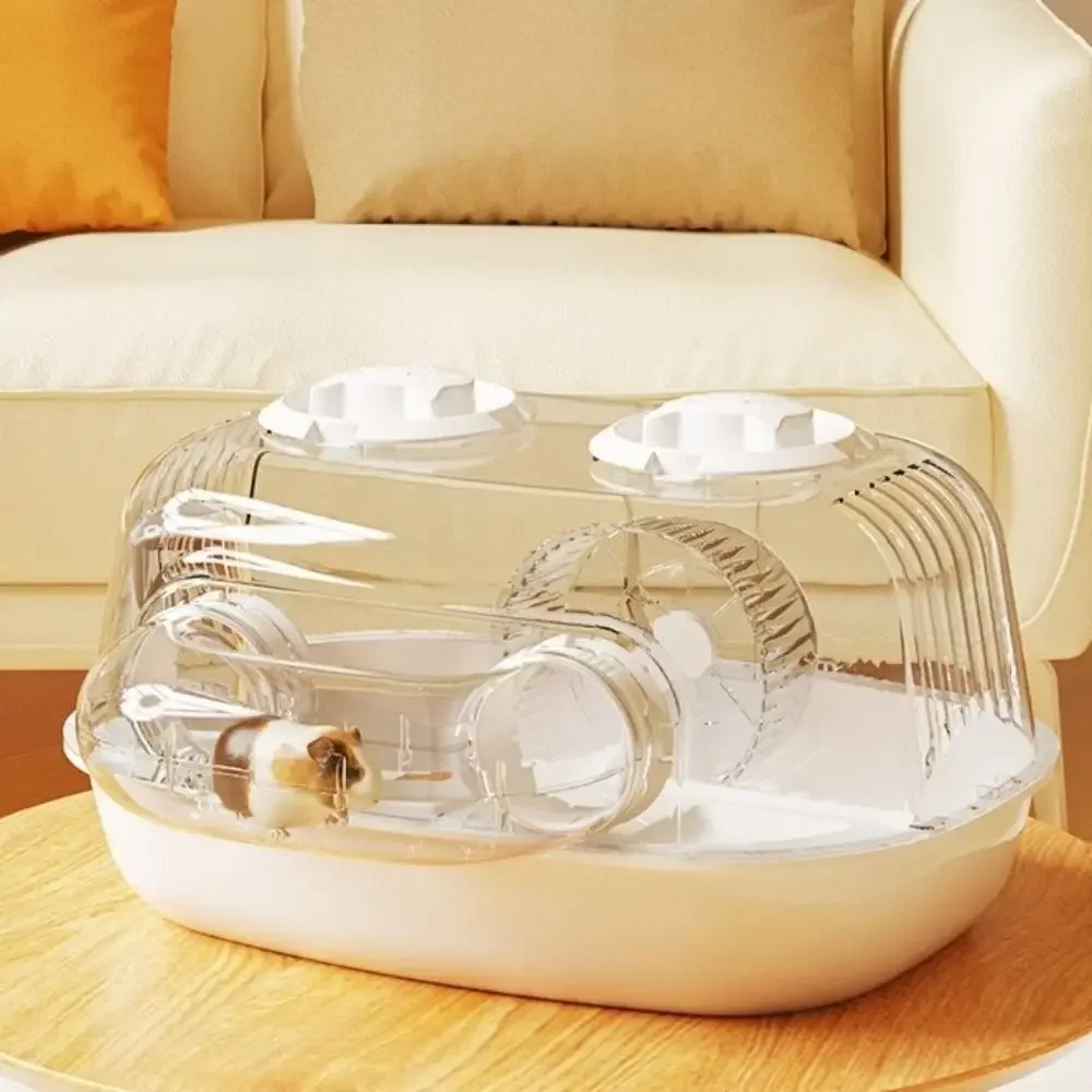 

Acrylic Hamster Cage Double Layer Openable Lid Hamster Villa Running Wheels Transparent Tunnel Guinea Pigs Home for Small Animal