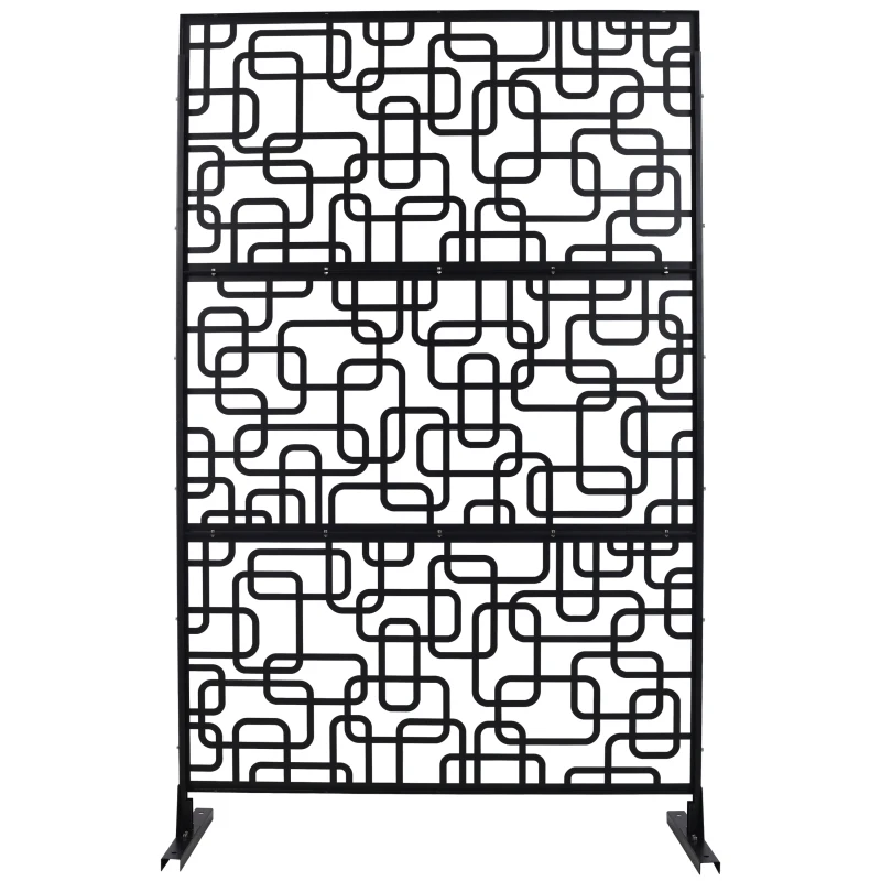 Outdoor & Indoor Privacy Screen Metal Privacy Screen 76" H×48" W, Freestanding Decorative Privacy Screen for Deck Balcony Patio, Privacy Fence Panels for Outside Lawn Garden PS114 BLACK view 5