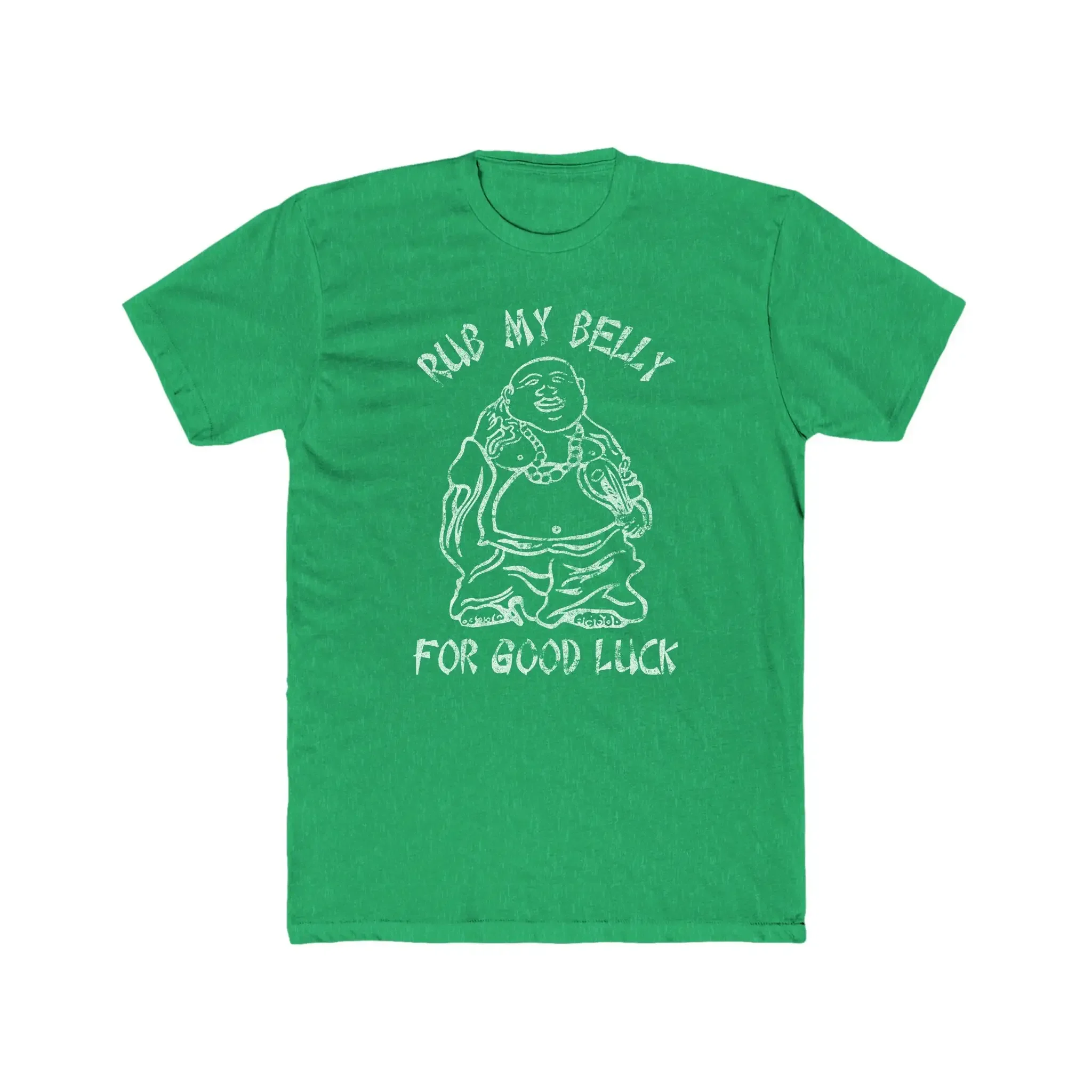 Rub My Belly For Good Luck Vintage Look T Shirt Heathered 50 Blend