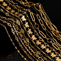 No Fade 1Meter Multi Styles Stainless Steel Gold Color Link Chain Bulk Chains for DIY Necklace Bracelet Jewelry Making Wholesale