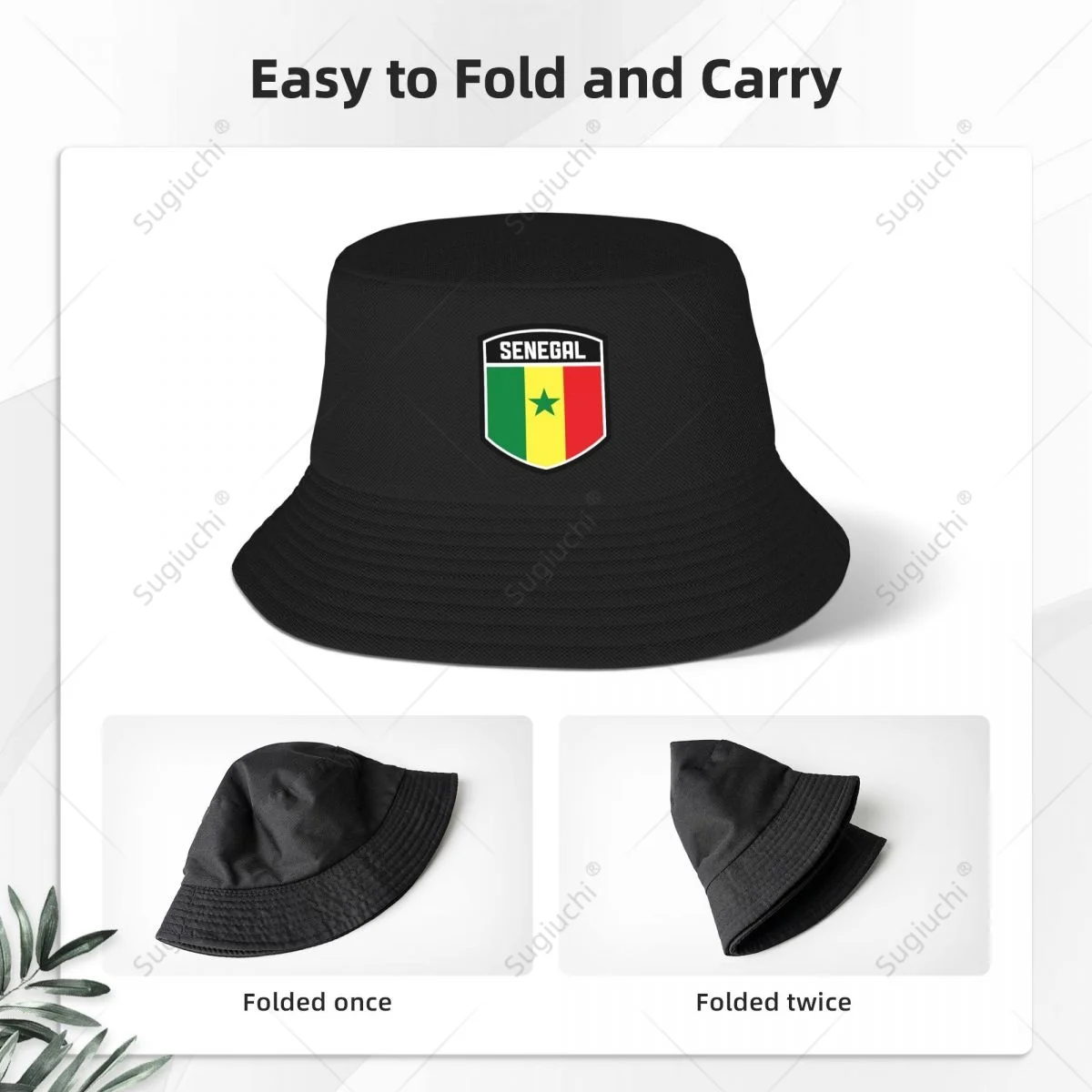 Senegal Flag Shield Bucket Hats Print Cool Fans Sun Shade Simple Classic Outdoor Summer Fisherman Caps Fishing Cap