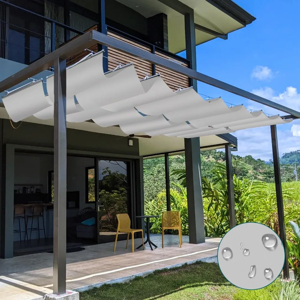 

7' x 40' Waterproof Pergola Shade Cover Retractable Sun Shades Outdoor Patio Pergolas Canopy Replacement Pergola Kit