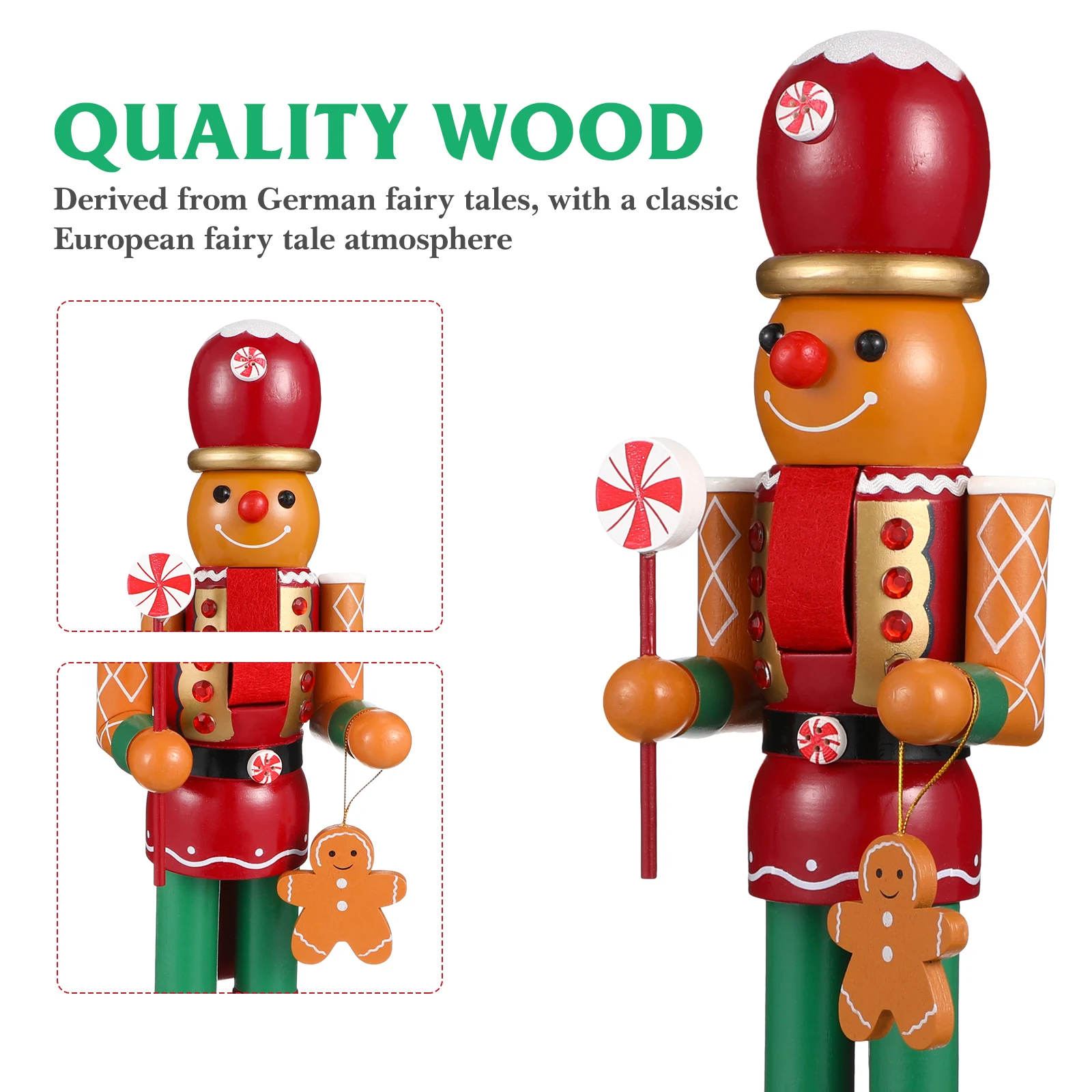 

1Pcs Wooden Gingerbread Man Holiday Decor Nutcracker Puppet Christmas Desktop Ornament Party Scene Decoration Craft