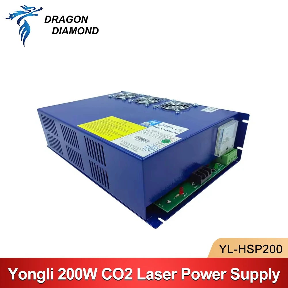 Original Yongli 200W CO2 Laser Power Supply YL-HSP200 Power Source For DLT Series DLT300 Laser Tube