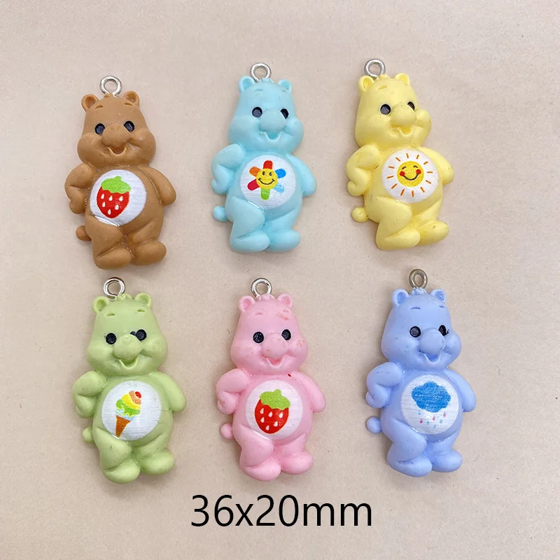 12 szt. Cartoon Bear żywica Charms Kawaii kolczyk brelok wisiorek Diy biżuteria