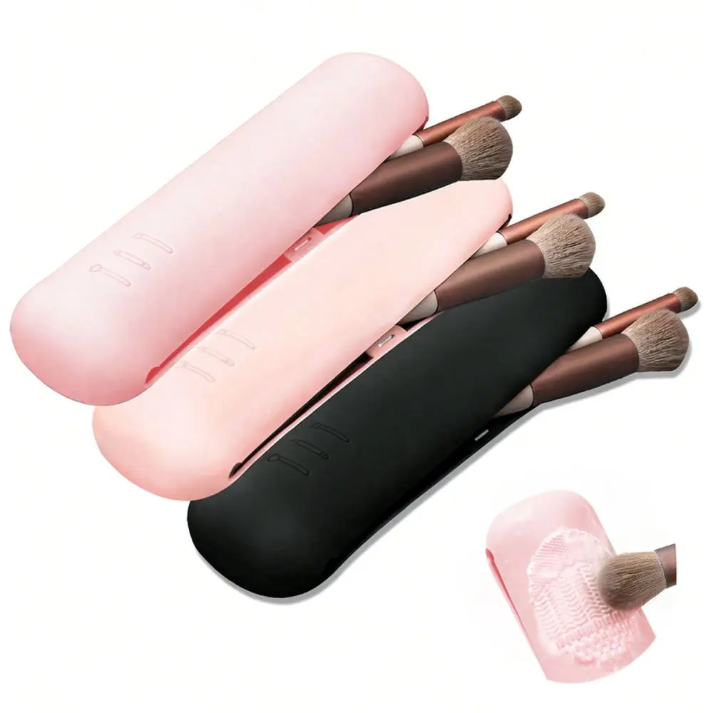 Portable Silicone Cosmetic Brush Storage Bag Magnetic Makeup Organizer Case Dustproof For Rancai Beauty Tools Pouch